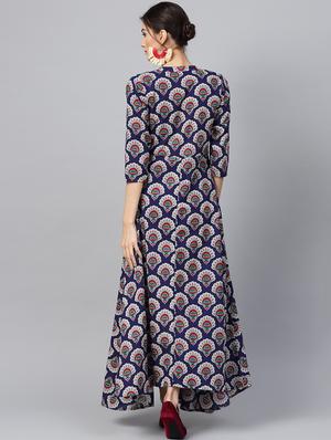 indigo printed ethnic dress - 16305720 - Standard Image - 3