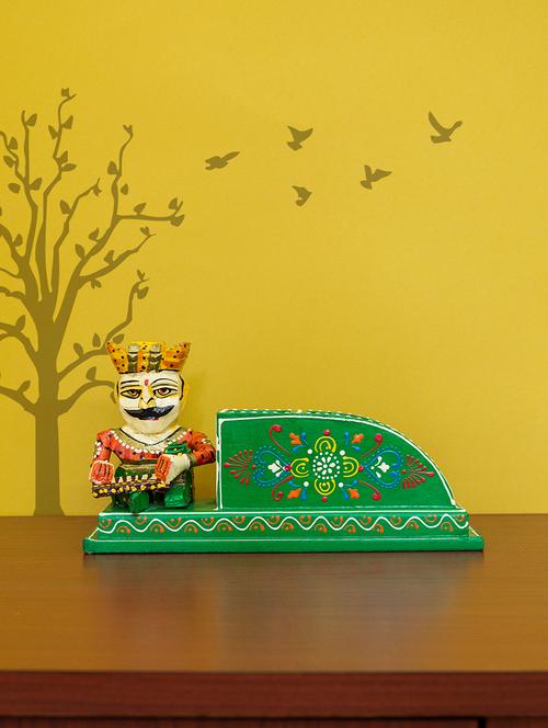 golden peacock handcrafted green pen stand - 16306645 - Standard Image - 1