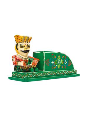 golden peacock handcrafted green pen stand - 16306645 - Standard Image - 3