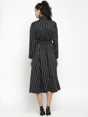 tie knot button up striped a-line dress - 16306698 - Standard Image - 3