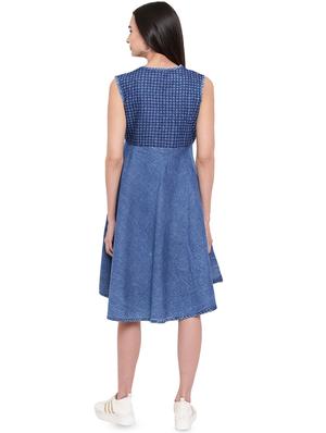button detail denim a line dress - 16306874 - Standard Image - 3