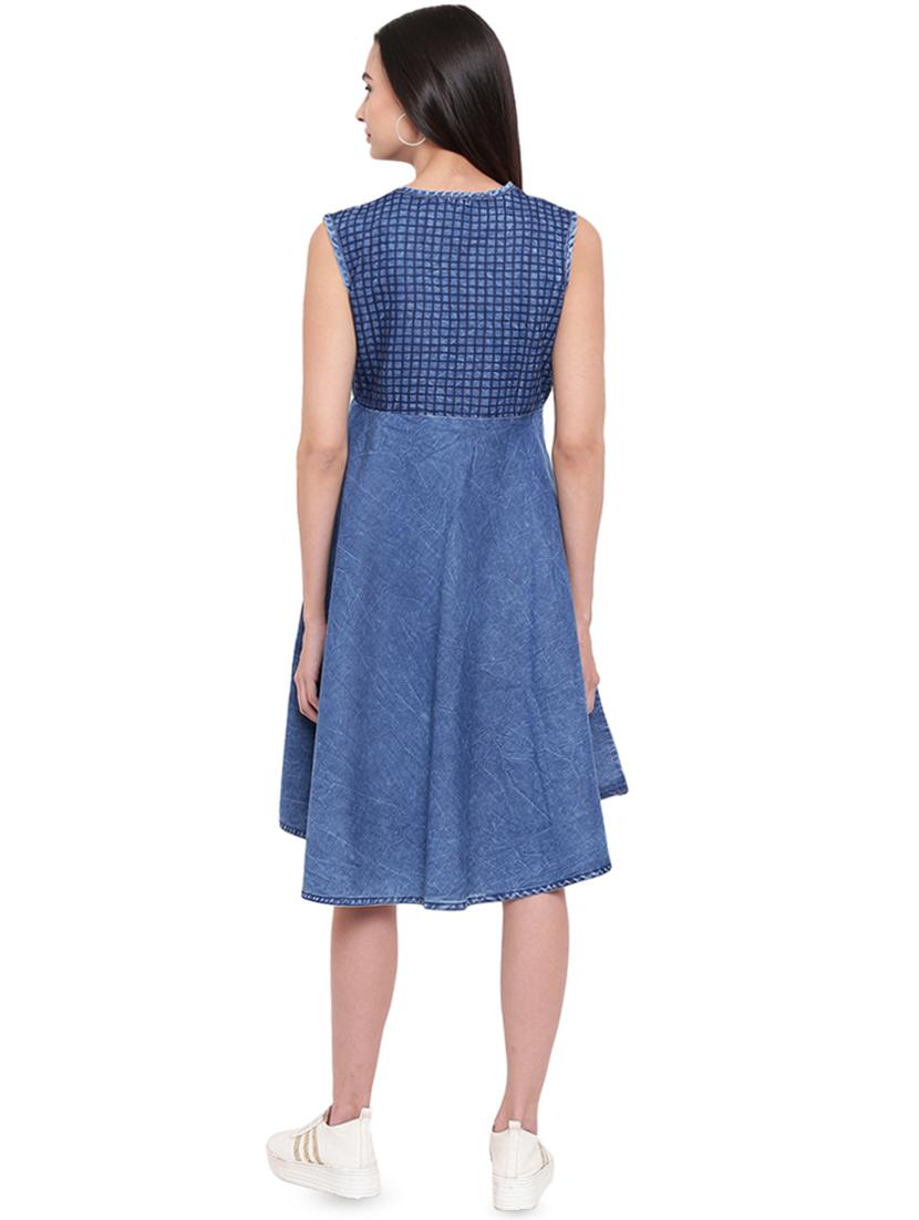 button detail denim a line dress - 16306874 - Zoom Image - 3