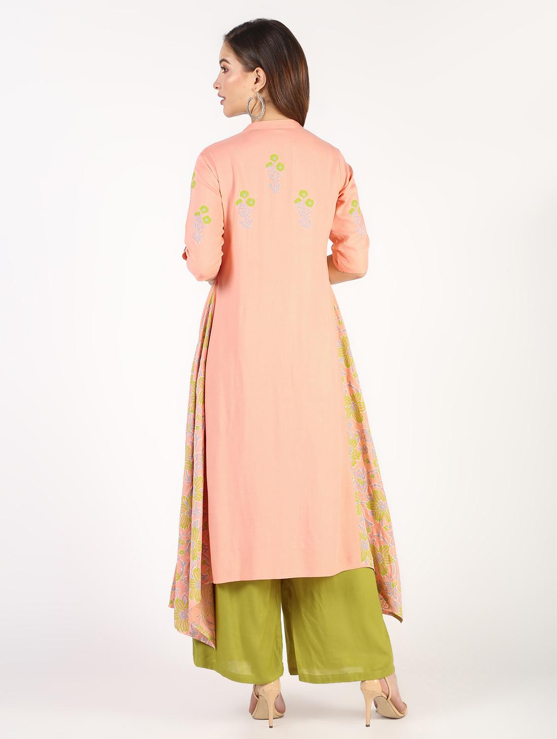block print kurta palazzo set - 16308011 - Zoom Image - 3