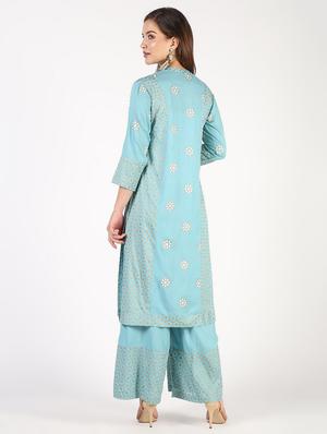 block print kurta palazzo set - 16308019 - Standard Image - 3