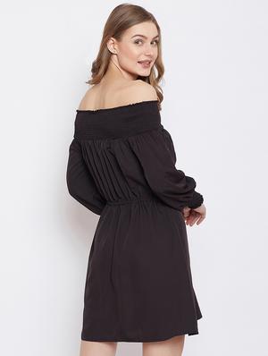 lace up detail off shoulder a-line dress - 16308819 - Standard Image - 3