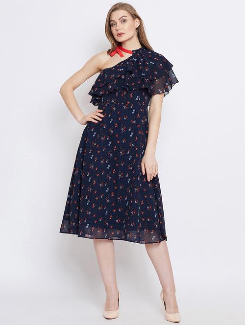 tie knot ruffled a-line dress - 16308839 - Standard Image - 1