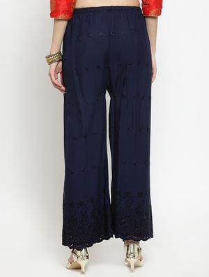Solid embroidered palazzo - 16309468 - Standard Image - 3