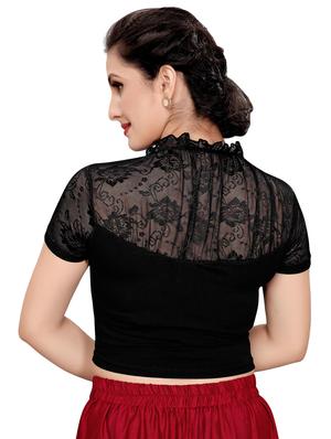 net yoke solid blouse - 16310165 - Standard Image - 3