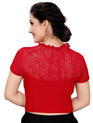 net yoke solid blouse - 16310166 - Standard Image - 3