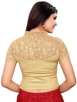 Net yoke solid blouse - 16310167 - Standard Image - 3