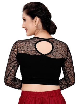 net yoke solid blouse - 16310171 - Standard Image - 3