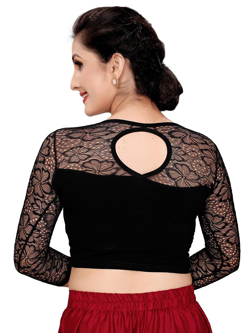 net yoke solid blouse - 16310171 - Zoom Image - 3