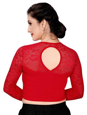 net yoke solid blouse - 16310172 - Standard Image - 3