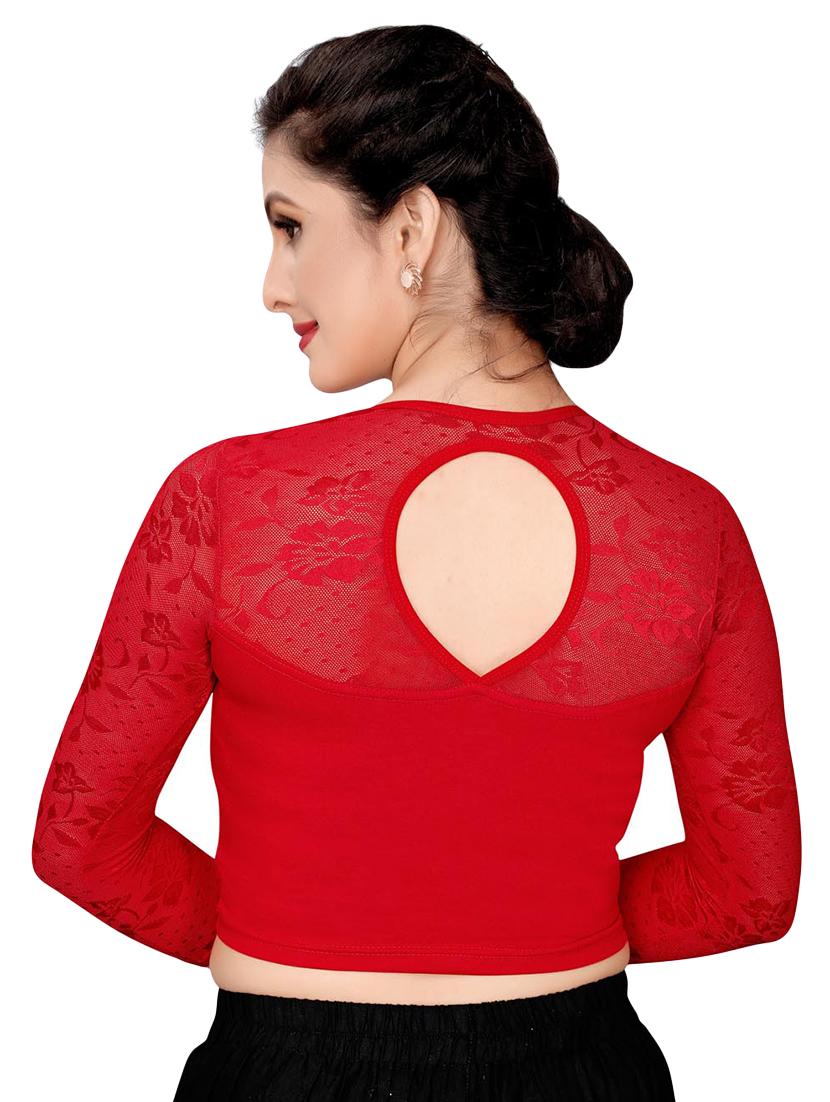 net yoke solid blouse - 16310172 - Zoom Image - 3