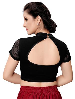 net yoke solid blouse - 16310173 - Standard Image - 3