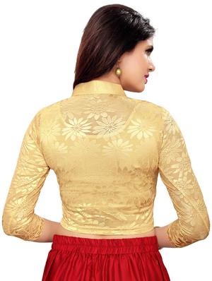 Net sleeves solid blouse - 16310198 - Standard Image - 3