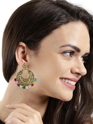 multi colored brass drop earring - 16310557 - Standard Image - 3