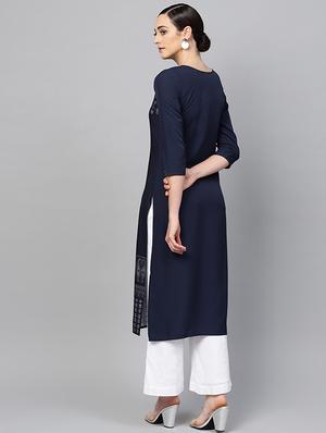 printed straight kurta - 16310880 - Standard Image - 3