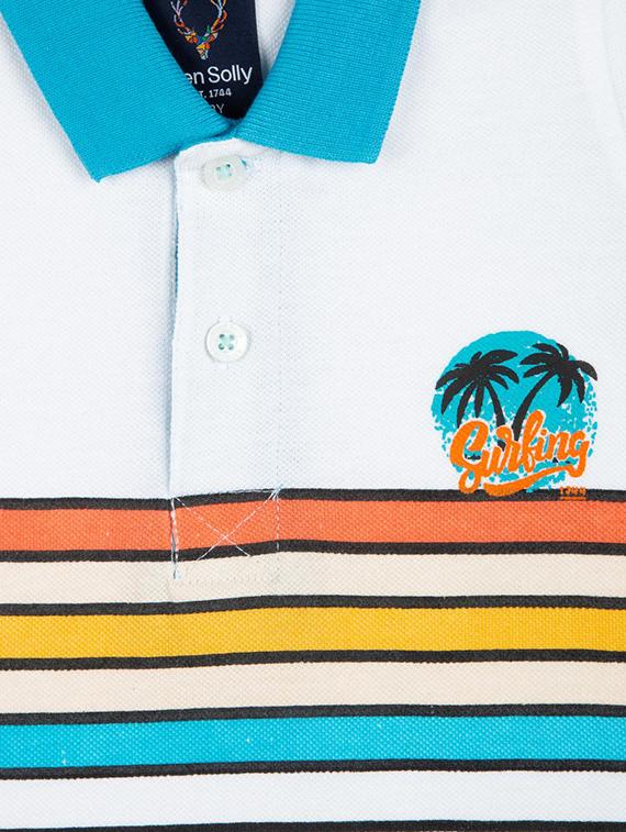 striped polo neck t-shirt - 16310980 - Zoom Image - 3