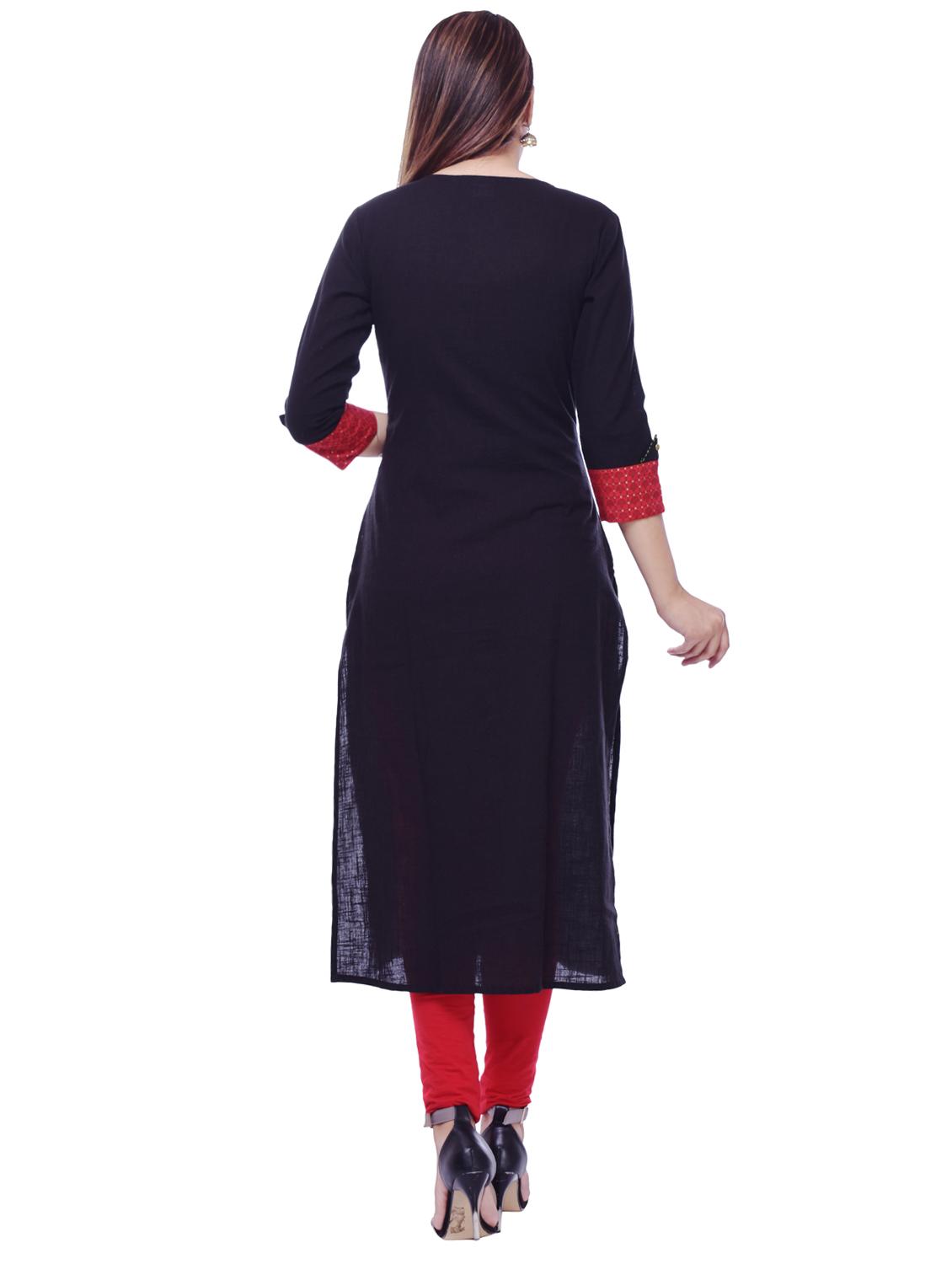 embroidered straight kurta - 16311179 - Zoom Image - 3