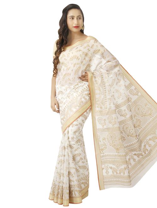 warli zari motifs kasavu saree with blouse - 16313360 - Very Small Image - 1