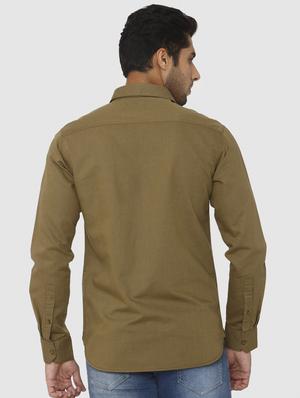 brown solid casual shirt - 16314279 - Standard Image - 3