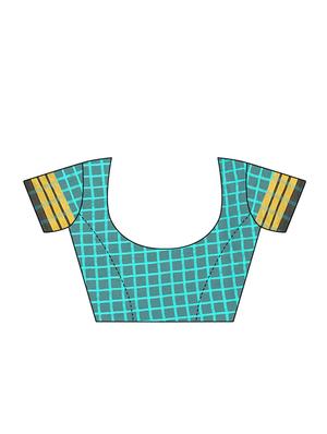 checkered zari motif woven saree with blouse - 16314737 - Standard Image - 3