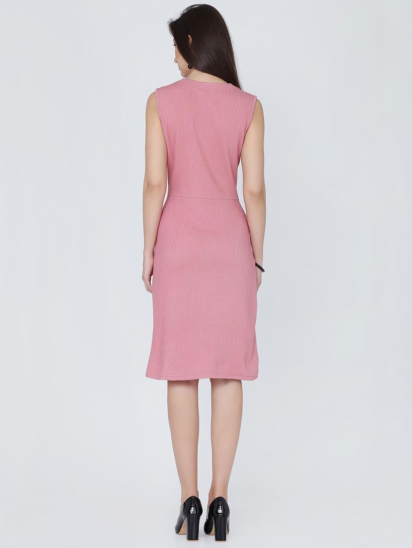 crew neck front overlapped sheath dress - 16314739 - Zoom Image - 3