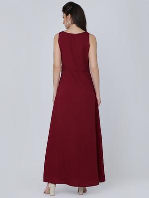 v neck solid maxi dress - 16314824 - Standard Image - 3