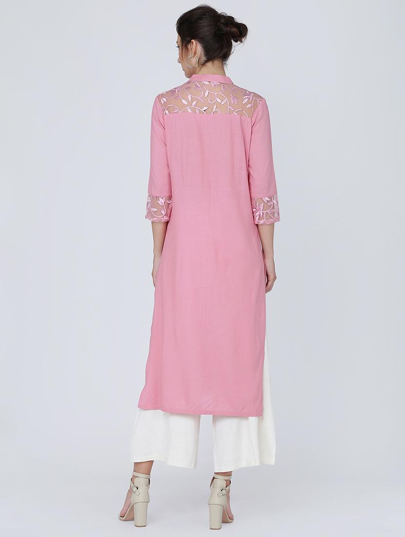 solid straight kurta - 16314942 - Zoom Image - 3