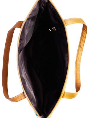 Brown leatherette (pu) printed tote - 16315061 - Standard Image - 3