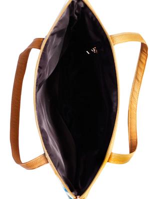 brown leatherette (pu) printed tote - 16315158 - Standard Image - 3