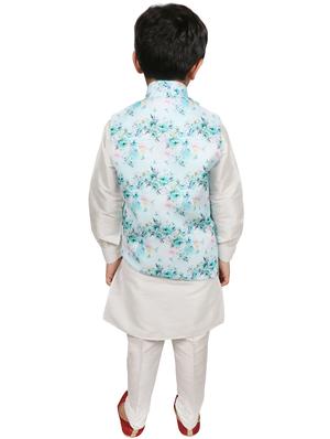white silk blend kurta set - 16315774 - Standard Image - 3