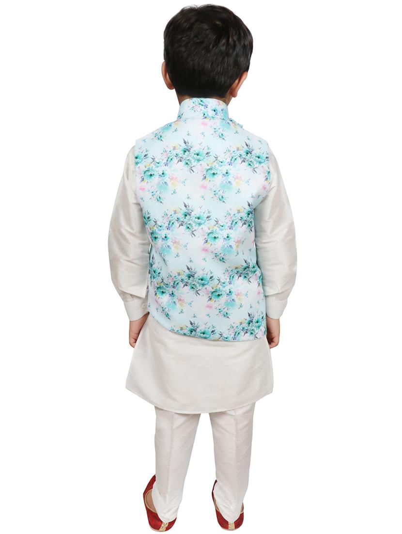 white silk blend kurta set - 16315774 - Zoom Image - 3