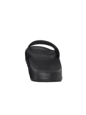 black leatherette slip on flip flops - 16315976 - Standard Image - 3