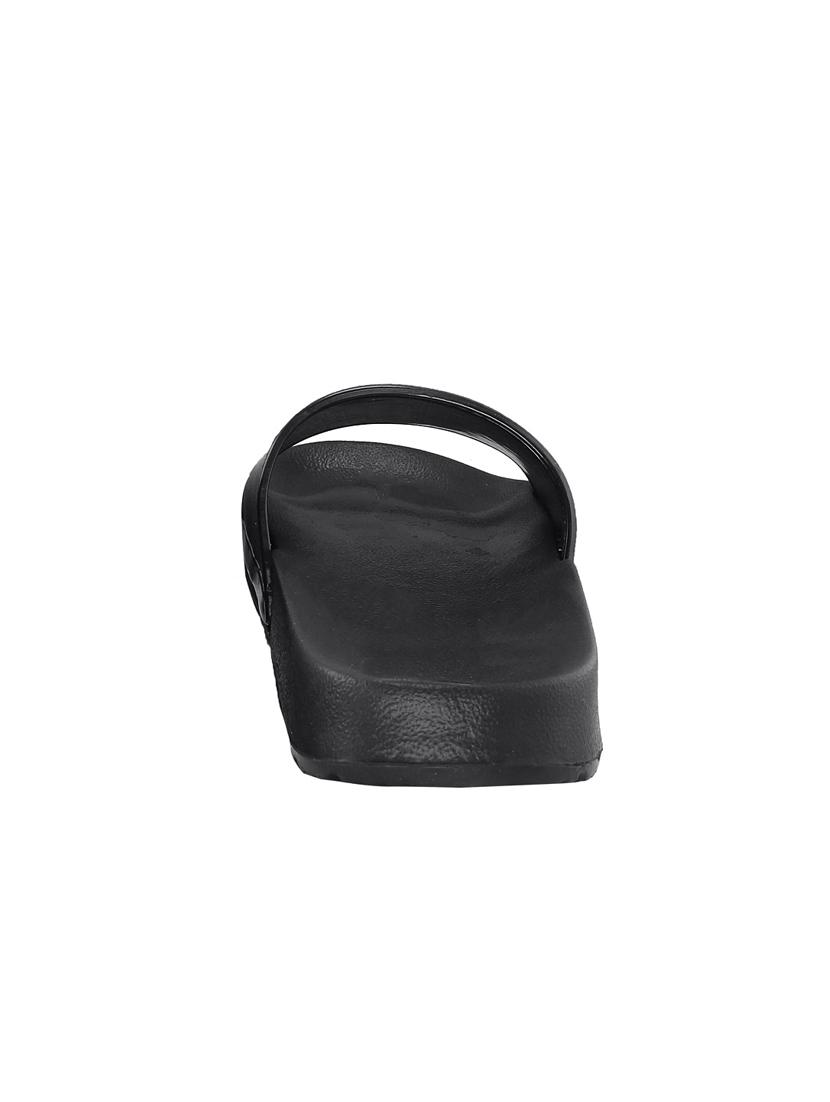 black leatherette slip on flip flops - 16315976 - Zoom Image - 3
