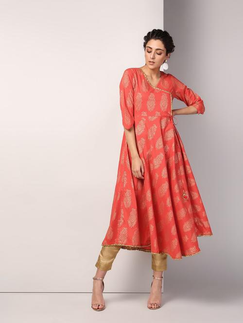 block printed angrakha kurta - 16317130 - Very Small Image - 1
