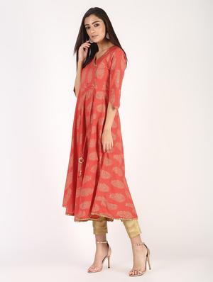 block printed angrakha kurta - 16317130 - Standard Image - 3