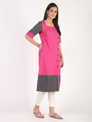printed hem straight kurta - 16317132 - Standard Image - 3