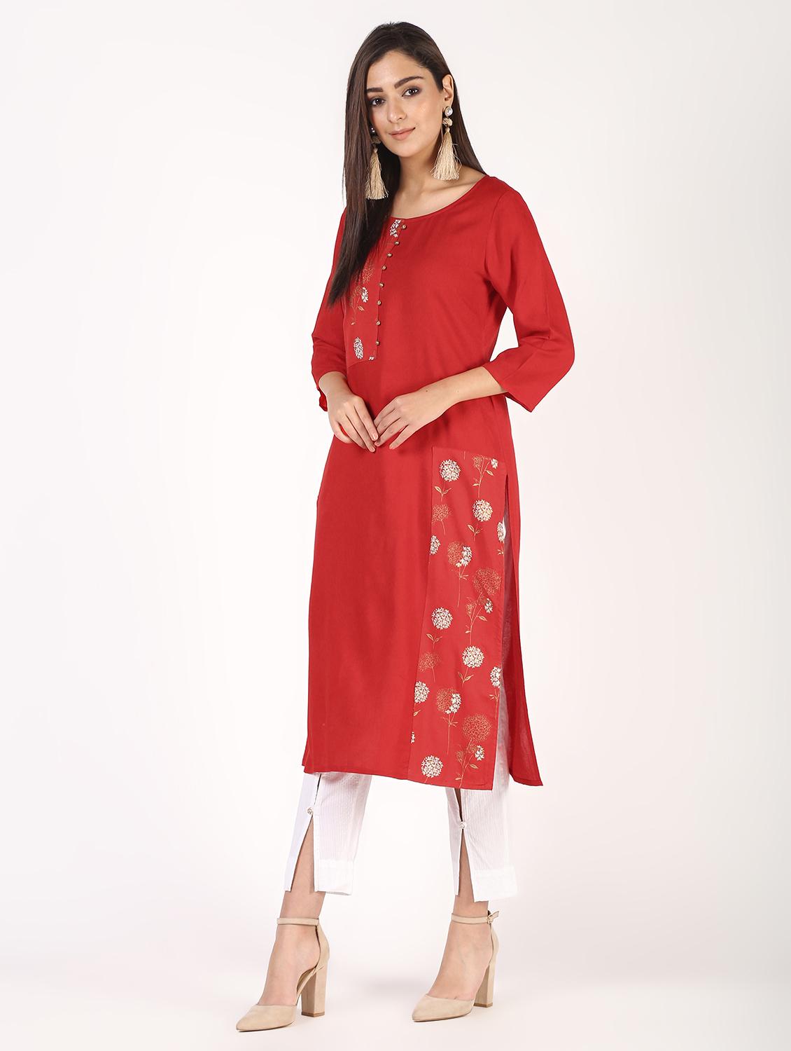 block printed straight kurta - 16317139 - Zoom Image - 3