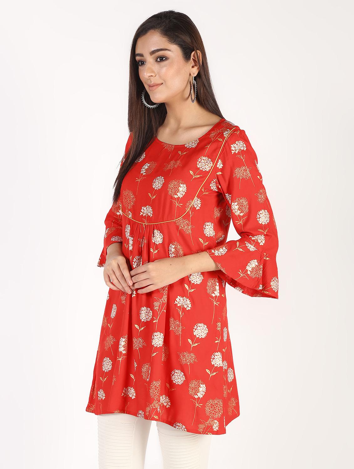 block printed a-line kurti - 16317148 - Zoom Image - 3