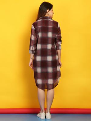 curved hem plaid shift dress - 16317758 - Standard Image - 3