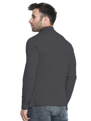 grey solid turtle neck tshirt - 16319271 - Standard Image - 3