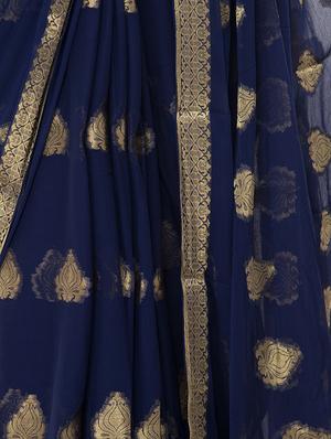 ethnic zari motifs woven saree with blouse - 16319516 - Standard Image - 3