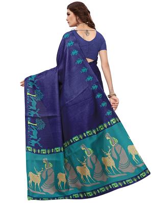 set of 2 multicolor printed saree combo with blouse - 16319623 - Standard Image - 3