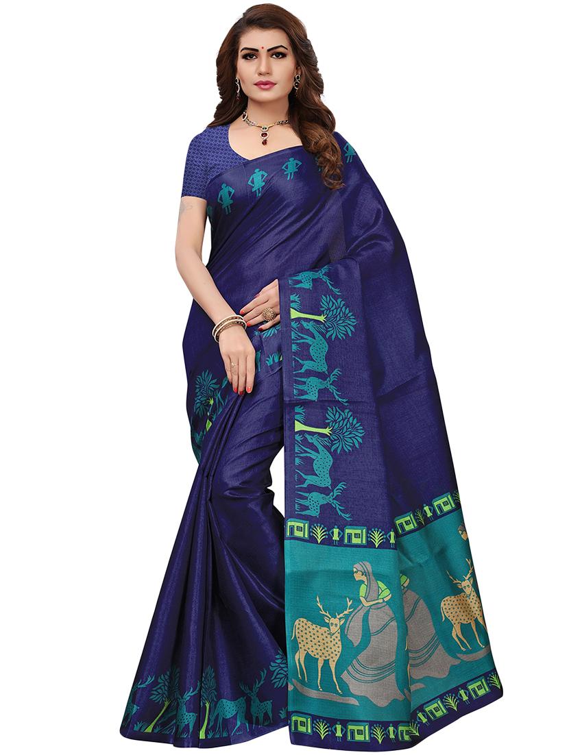 set of 2 multicolor printed saree combo with blouse - 16319627 - Zoom Image - 3