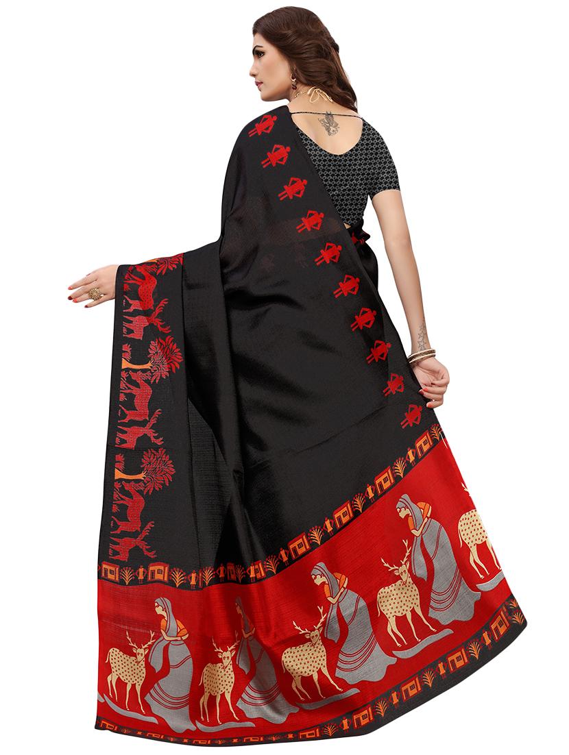 set of 2 multicolor printed saree combo with blouse - 16319637 - Zoom Image - 3