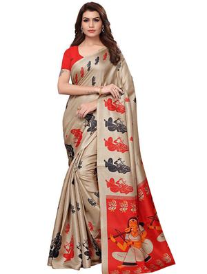 set of 2 multicolor printed saree combo with blouse - 16319638 - Standard Image - 3
