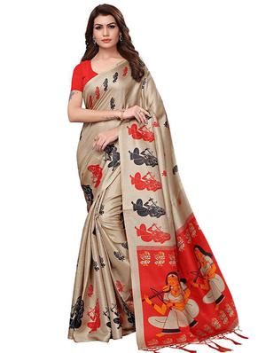 set of 2 multicolor printed saree combo with blouse - 16319763 - Standard Image - 3