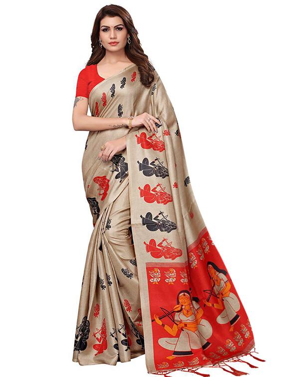 set of 2 multicolor printed saree combo with blouse - 16319763 - Zoom Image - 3